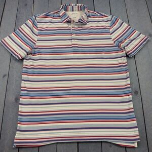 Johnnie-O Striped Performance Polo Blue White L Stretch EUC